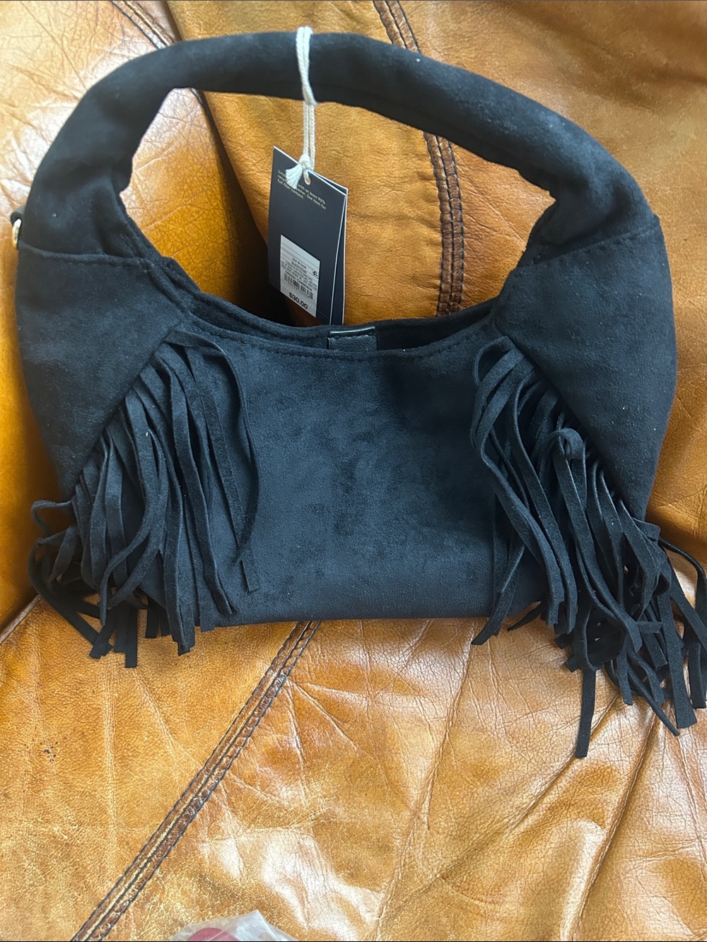 Universal Thread Black Suede Fringe Shoulder Bag